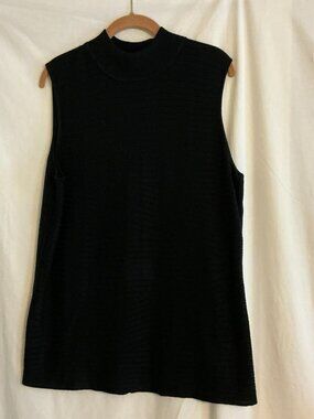 DANA BUCHMAN Women's Sleeveless Black Mock Turtleneck Top XL